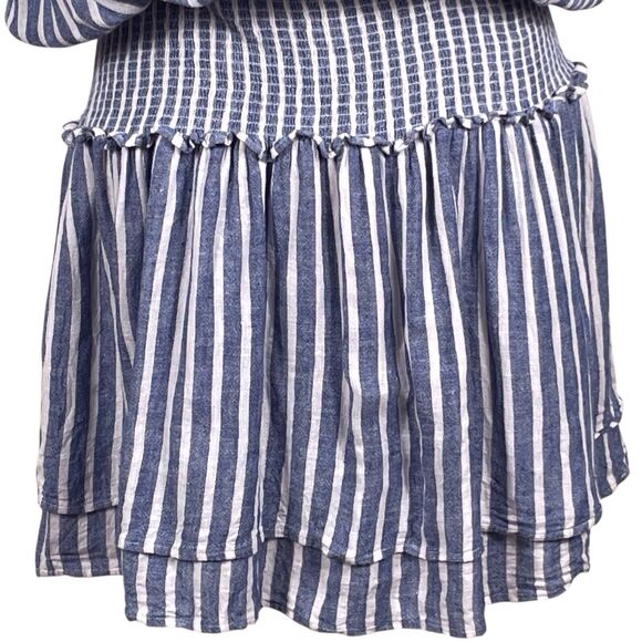 Rails Angelina Striped Smocked Tunic Dress Blue White Linen Blend Size Large - Picture 8 of 16